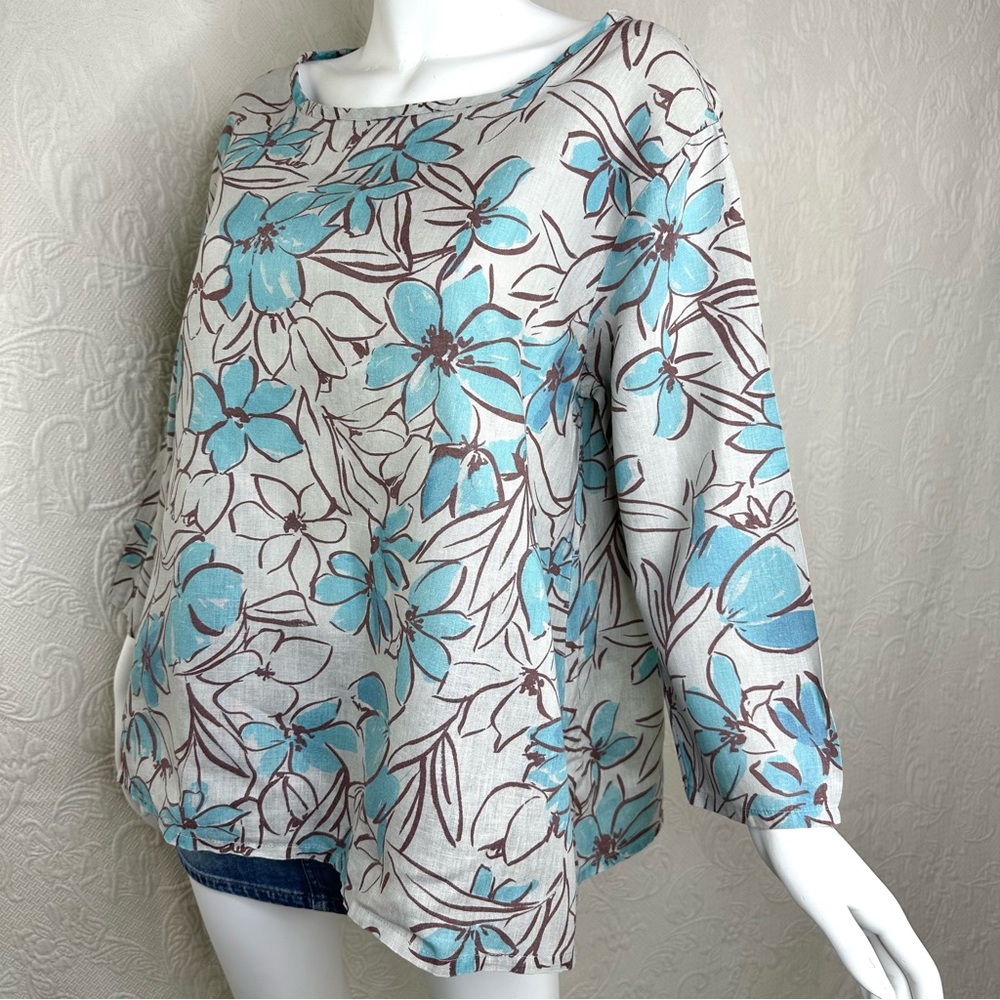 Cut Loose Floral Splash Linen Floral Top - Picture 3 of 10